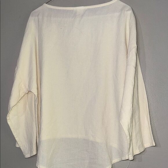 Soft Surroundings Cream Long Sleeve Blouse - Picture 7 of 8